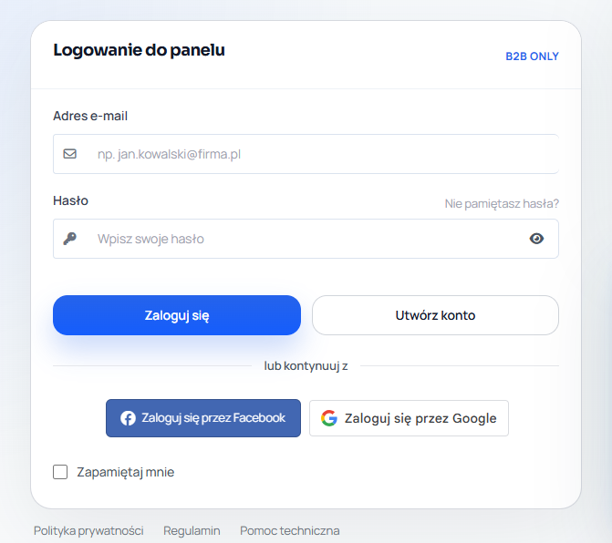 Menu Usługi i opcja Zamów nowe usługi w panelu Cloudorama